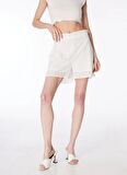 Fabrika Yüksek Bel Basic Beyaz Kadın Şort F4SL-SHT0821