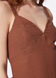 Fabrika Kahve Kadın V Yaka Basic Elbise F4SL-ELB0852
