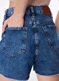 Fabrika Normal Bel Basic İndigo Kadın Şort F4SL-SHT0486
