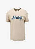 Jeep Bisiklet Yaka Baskılı Bej Erkek T-Shirt J4SM-TST7256