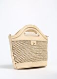 Fabrika Bej Kadın 30x19x12 cm Çapraz Çanta STRAW-GRIM