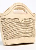Fabrika Bej Kadın 30x19x12 cm Çapraz Çanta STRAW-GRIM