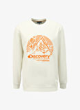Discovery Expedition Kırık Beyaz Erkek Bisiklet Yaka Relaxed Baskılı Sweatshirt DS4M-SWT3237
