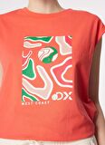 Discovery Expedition Pembe Kadın Bisiklet Yaka Relaxed Baskılı T-Shirt D4SL-TST3044