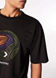 Siyah Erkek Bisiklet Yaka Loose Fit Baskılı T-Shirt D4SM-TST3275