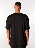 Siyah Erkek Bisiklet Yaka Loose Fit Baskılı T-Shirt D4SM-TST3275