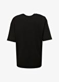Siyah Bisiklet Yaka Loose Fit Baskılı T-Shirt D4SM-TST3275