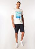 Beyaz Erkek Bisiklet Yaka Relaxed T-Shirt D4SM-TST3279