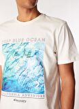Beyaz Erkek Bisiklet Yaka Relaxed T-Shirt D4SM-TST3279