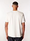 Beyaz Erkek Bisiklet Yaka Relaxed T-Shirt D4SM-TST3279