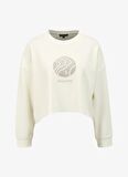 Ekru Kadın Oversize Baskılı Sweatshirt D4SL-SWT3032
