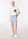 Beyaz Kadın Oversize Baskılı T-Shirt D4SL-TST3046