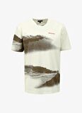 Kırık Beyaz Erkek Bisiklet Yaka Relaxed Baskılı T-Shirt D4SM-TST3249