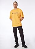 Turuncu Erkek Bisiklet Yaka Loose Fit Baskılı T-Shirt D4SM-TST3255