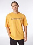 Turuncu Erkek Bisiklet Yaka Loose Fit Baskılı T-Shirt D4SM-TST3255