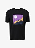 Siyah Erkek Bisiklet Yaka Relaxed Baskılı T-Shirt D4SM-TST3265