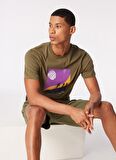 Haki Erkek Bisiklet Yaka Relaxed Baskılı T-Shirt D4SM-TST3265