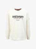 Beyaz Erkek Bisiklet Yaka Relaxed Baskılı Sweatshirt DS4M-SWT3238