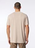 Bej Bisiklet Yaka Relaxed Baskılı T-Shirt D4SM-TST3280