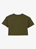Baskılı Haki Kız Çocuk T-Shirt D4SG-TST3097