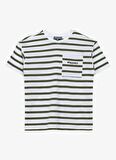 Haki Erkek Çocuk Bisiklet Yaka Oversize Çizgili T-Shirt D4SB-TST3037