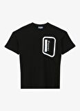 Siyah Erkek Çocuk Bisiklet Yaka Oversize Baskılı T-Shirt D4SB-TST3053