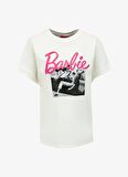 Barbie Ekru Kadın Bisiklet Yaka Loose Fit Baskılı T-Shirt BRB4SL-TST6090