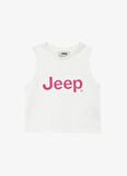 Jeep Ekru Kız Çocuk Bisiklet Yaka Crop Top Baskılı Atlet C4SG-TST4012