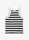 Jeep Ekru - Lacivert Kız Çocuk Bisiklet Yaka Crop Top Çizgili Atlet C4SG-TST4102