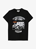 Jeep Siyah Erkek Çocuk Bisiklet Yaka Relaxed Baskılı T-Shirt C4SB-TST4041.