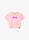 Jeep Pembe Kız Çocuk Bisiklet Yaka Crop Top Baskılı T-Shirt C4SG-TST7029