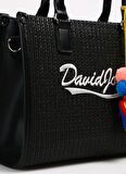 David Jones Siyah Kadın Hasır 23x30x13 cm Omuz Çantası CM6674