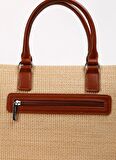 David Jones Bej Kadın 23x30x13 cm Hasır Omuz Çantası CM6674