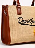 David Jones Bej Kadın 23x30x13 cm Hasır Omuz Çantası CM6674