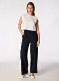 People By Fabrika Yüksek Bel Normal Lacivert Kadın Pantolon SPBF4SL-PNT5040