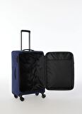 Fabrika Lacivert Unisex 41x67x26 cm Orta Boy Çekçekli Kumaş Valiz 028 ORTA
