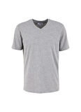 Limon V Yaka Düz Gri Melanj Erkek T-Shirt L4WM-TST9503