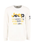 Jeep Bisiklet Yaka Baskılı Ekru Erkek Sweatshırt C4WM-SWT4234