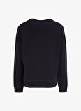 Siyah Kadın Bisiklet Yaka Relaxed Fit Baskılı Sweatshirt D4WL-SWT3034