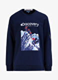 Lacivert Erkek Bisiklet Yaka Relaxed Fit Baskılı Sweatshirt D4WM-SWT3253