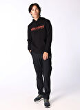 Siyah Erkek Kapüşon Yaka Relaxed Fit Baskılı Sweatshirt D4WM-SWT3223