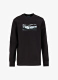 Siyah Erkek Bisiklet Yaka Relaxed Fit Baskılı Sweatshirt D4WM-SWT3224