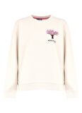 Açık Bej Kadın Bisiklet Yaka Relaxed Fit Nakışlı Sweatshirt D4WL-SWT3033