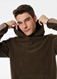 Haki Erkek Kapüşon Yaka Relaxed Fit Jakarlı Sweatshirt D4WM-SWT3265