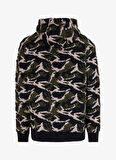 Siyah Erkek Kapüşon Yaka Relaxed Fit Baskılı Sweatshirt D4WM-SWT3294
