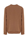 Açık Kahve Erkek Bisiklet Yaka Relaxed Fit Baskılı Sweatshirt D4WM-SWT3271