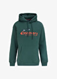 Koyu Yeşil Erkek Kapüşon Yaka Loose Fit Nakışlı Sweatshirt D4WM-SWT3248