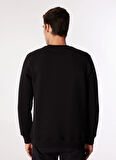 Siyah Erkek Bisiklet Yaka Relaxed Fit Baskılı Sweatshirt D4WM-SWT3270