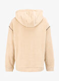 Bej Kadın Kapüşon Yaka Loose Fit Baskılı Sweatshirt D4WL-SWT3086