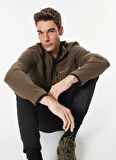 Haki Erkek Dik Yaka Basic Fit Baskılı Sweatshirt D4WM-SWT3331